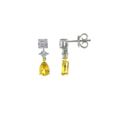 Pendientes salvatore plata bicolor circonitas blancas y amarilla 136a0816
