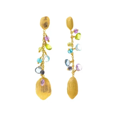 Pendientes colgantes salvatore plata bano oro y circonitas multicolor 163am006